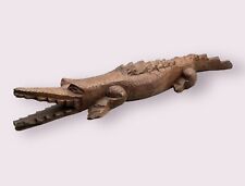 Vintage Hand Carved Alligator Reptile Gator Solid Wood Sculpture Large 19in”