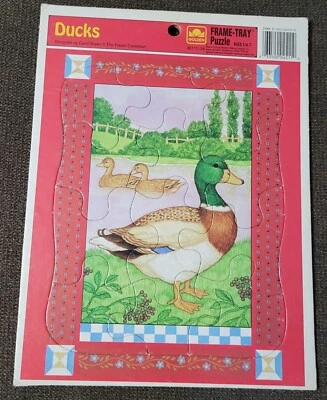 Vintage Golden Frame-Tray Cardboard Puzzle 4511C-34 - Ducks - Image 1 of 4
