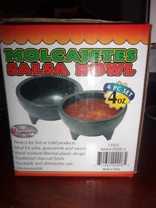Juego de tazones de salsa plástico mexicano molcajete papas fritas cuencos de guacamole plato para servir 4 piezas - Imagen 1 de 1