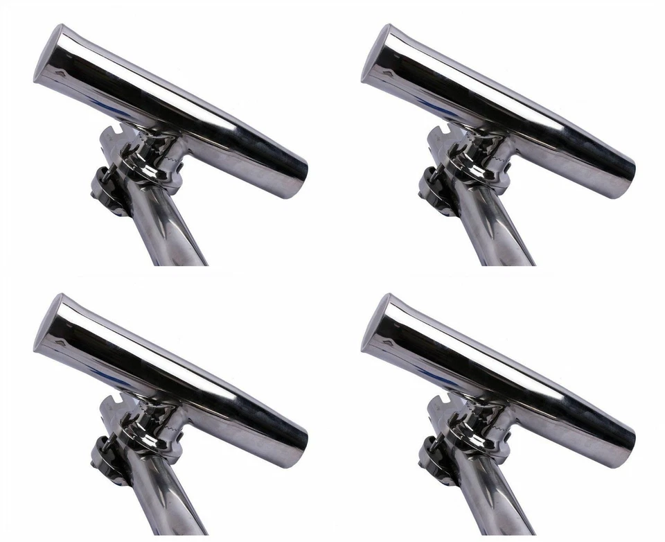 4X 316 Stainless Steel Fishing Rod Holder for Boat Clamp on 1-1/4" to 2" Rail - Image 1 of 4