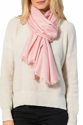 NEW Amicale Tissue Weight Eyelash Fringe Solid Pashmina Scarf Pink GREAT GIFT - Image 1 of 4