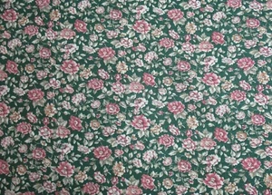 MARCUS BROTHERS Fabric 100% Cotton YARDAGE Charm MAUVE & TAN FLOWERS ON GREEN - Picture 1 of 4