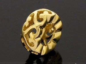 BD075- GENUINE 9ct Solid Yellow Gold Victorian Scrolls Hearts Bead Love Charm - Picture 1 of 2
