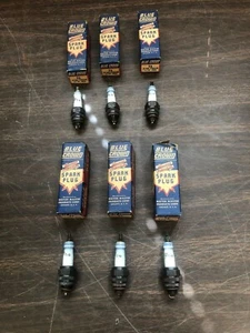 1941-46 CHEVY 1939 1940 LASALLE BLUE CROWN T6 10MM SPARK PLUGS SET OF 6 NOS 919 - Picture 1 of 3
