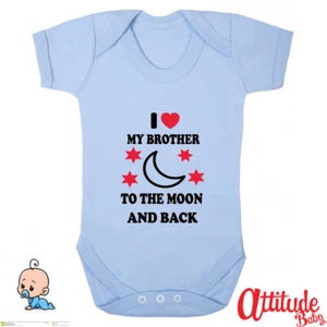 Baby wächst - bedruckt - ich liebe meinen Bruder zum Mond und zurück - Babyparty Geschenke - Bild 1 von 3