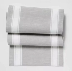 Threshold Gray White Stripe Table Runner 14" x 72" - Picture 1 of 2