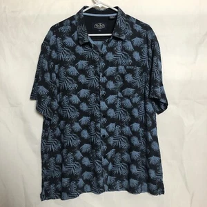 Nat Nast Shirt Mens Size XL Blue Button Short Sleeve Silk Cotton Palm Cruise - Picture 1 of 5