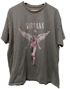 Nirvana Shirt Mens Large Gray In Utero Angel Graphic Band Tee Vintage Style Rock - Picture 1 of 4