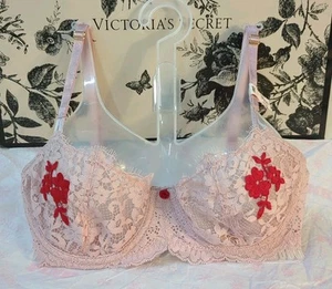 Victoria Secret Sheer Lace Unlined Underwire Bra 30DD Pink (60290) - Picture 1 of 9