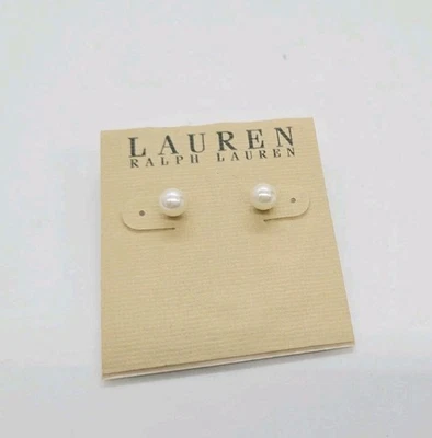 Pendientes Lauren Ralph Lauren Imitación Perla Post Pierced Tono Plata Nuevos Foto 1 de 4