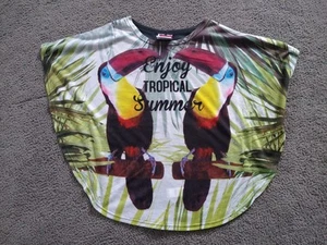 Yigga T-Shirt Poncho Fledermaussgirt Größe 146 152 bunt Tukan Regenwald - Bild 1 von 3