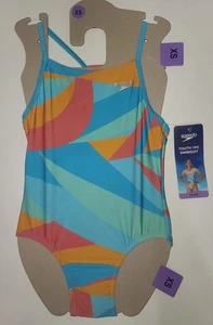 Speedo Youth 1pc Girl Swimsuit, Size XS 5/6 New with Tag. Multicolor. UPF 50 + - Picture 1 of 8