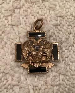 VINTAGE 32nd DEGREE MASONIC MEDAL SCOTTISH RITE FOB PENDANT CHARM GOLD FILLED - Picture 1 of 6
