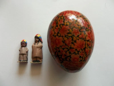 Muñecas antiguas alemanas bisque miniatura nativas americanas mamá e hijo HERTWIG Foto 1 de 4