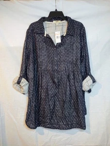 Blusa azul americano vintage nueva con etiquetas talla 2X azul marino con patrón de lunares blancos ver nota - Imagen 1 de 7
