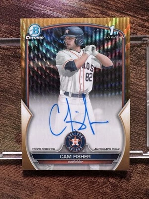 2023 Bowman Draft Cam Fisher Auto Gold Wave /50 Chrome Prospect 1st Astros - Image 1 of 2