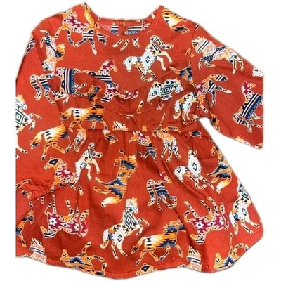 Vestido Wrangler Caballo Azteca Volantes Niñas Pequeños Talla 3T Western Wear Color Óxido Foto 1 de 4
