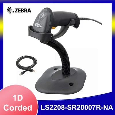 Zebra Symbol LS2208-SR20007R-NA 1D Barcode Scanner Reader with USB Cable & Stand - Image 1 of 4