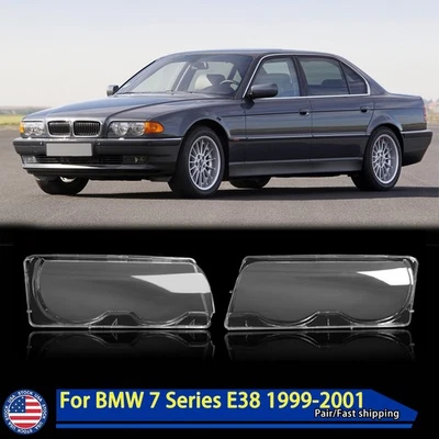 Pair Headlight Lens Lampshade Cover For BMW 7 Series E38 740i 750iL 1999-2001 Foto 1 de 4