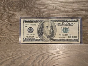 $100 Dollar Bill - STAR NOTE - ERROR Off Center - Dual Radar Serial - Key Date - Picture 1 of 2