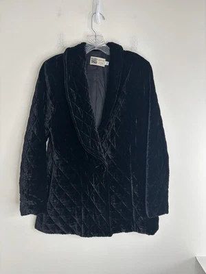 Blazer Abrigo Habitat Mediano Mujer Negro Terciopelo Acolchado Un Botón Delantero Foto 1 de 4