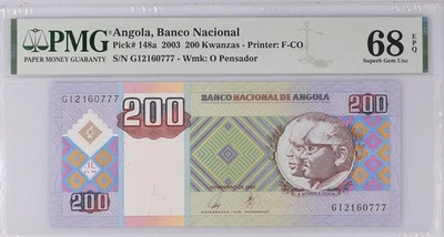 Angola 200 Kwanzas 2003 P 148 a Superb Gem UNC PMG 68 EPQ - Image 1 of 3