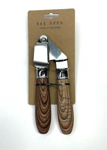 Rae Dunn Garlic Press "CRUSH" Wood Handle Metal Kitchen Utensils Farmhouse - Picture 1 of 4