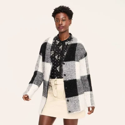 Cárdigan relajado Woolrich X Target para mujer Buffalo Check negro/blanco M nuevo con etiquetas Foto 1 de 4