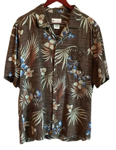 Havana Jacks Cafe Men Short Sleeve Tropics  Button Down Shirt SZ XL Brown  Blue - Picture 1 of 7