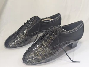 Zapato para hombre de baile de salón 11 charol negro muy fino S445 serpiente tacón de 1,5" - Imagen 1 de 13