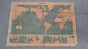 CARTE LES CINQ PARTIES DU MONDE GRANDE CARTE BASES NAVALES LE PETIT PARISIEN ABE - Imagen 1 de 3