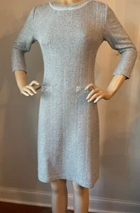 NEU ST JOHN STRICKKLEID GR 4 SILBER TWEED SCHIMMER - Bild 1 von 8
