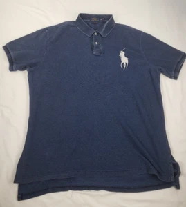 Polo Ralph Lauren XXL Shirt Big Logo Big Pony Custom Fit Blue Short Sleeve - Picture 1 of 21