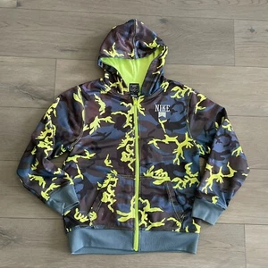 Nike Sweatshirt Boys Size L 12-13 Black Brown Blue Yellow Camouflage Full Zip - Picture 1 of 15