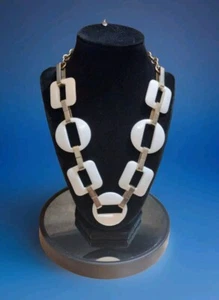 Ann Taylor White Lucite Necklace Oval Square Link Designer Estate Jewelry (657) - Picture 1 of 6