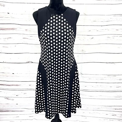 Vestido Joseph Ribkoff para mujer talla 10 calce y acampanado sin mangas negro/blanco Foto 1 de 4