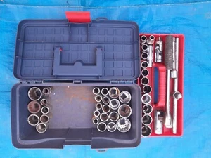Over 40 piece 1/2" Drive socket set 3/8"-1"AF,3/16W-5/8W,10mm-32mm - Picture 1 of 6
