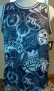NWT Ultra Game NBA Multi Team Black Pullover Tank Basketball Jersey Size L - Picture 1 of 12