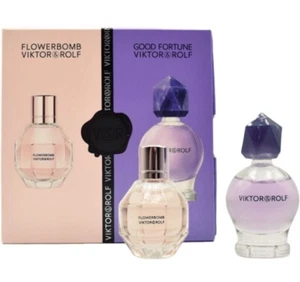 New 2PC Viktor&Rolf Mini Good Fortune & Flowerbomb EDP perfum Set splash 0.24 oz - Picture 1 of 4