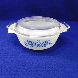 Mini cazuela cubierta vintage Fire King azul aciano plato panadero 12 OZ - Imagen 1 de 7