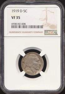 1919-D Buffalo Nickel NGC VF 35 - Picture 1 of 2