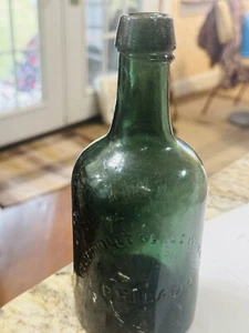 Vintage Eisen Graphit Pontil grün geprägt Double Taper Top Flasche Philadelphia - Bild 1 von 24