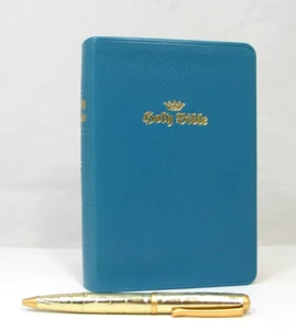 King James Bible Holy Bible Leather Cover Rock of Ages 7x5 List$135 BLUE - Picture 1 of 23
