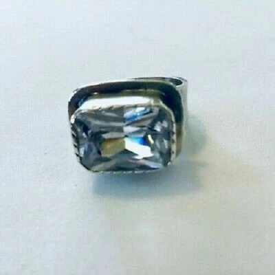 SILPADA R1860 Sterling Silver Oxidized Matte Rectangle Cubic Zirconia Ring sz 7 - Image 1 of 4