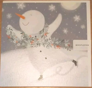 Whistlefish Christmas Card Snowman Ice Skating Garland  Snow X182 - Picture 1 of 1