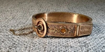 Victorian Wedding Bracelet -Buckled Belt Design 6" Circumference Hinged - RARE - Image 1 of 4