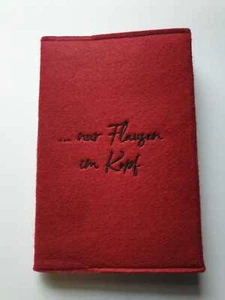 Buch- Notizbuch- Kalender-Hülle A5  * Filz bestickt * FLAUSEN IM...* Farbauswahl - Picture 1 of 14