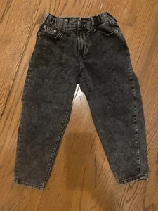 Gap Girls High-Rise Crop Barrel Jeans Washwell Black Elastic Waist EUC Size 6 - Picture 1 of 4