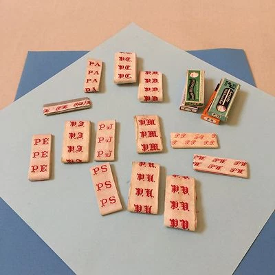 VINTAGE EMBROIDERED INITIAL TAPES "P" 1st LETTER - MONOGRAM LAUNDRY LABELS - Image 1 of 4