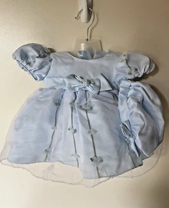 80s Vintage LIDA California Pastel Blue Party Dress& Hat 6M Holiday Baby Pageant - Picture 1 of 11